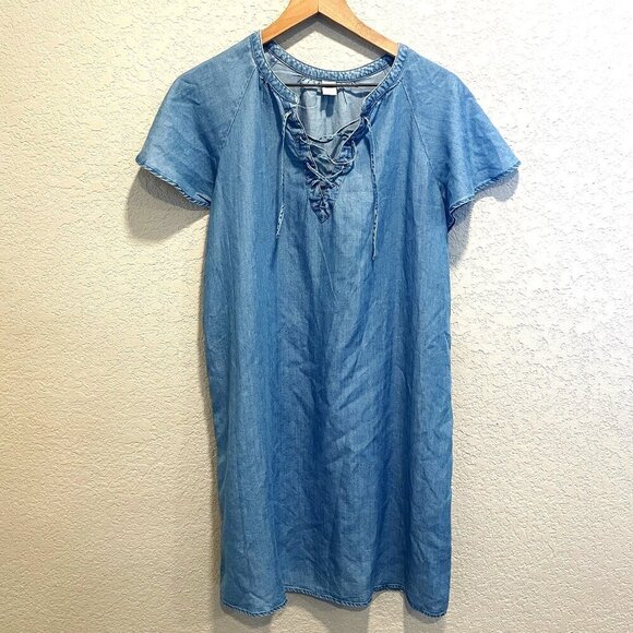 Old Navy Blue Chambray Shift Dress Size Medium - Picture 1 of 5
